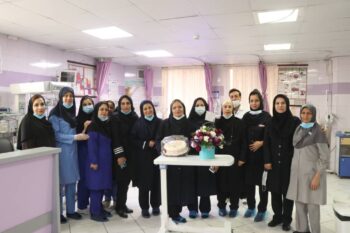 Group photo of nurses of Bint Al-Huda Hospital and Private Maternity Hospital in Mashhad