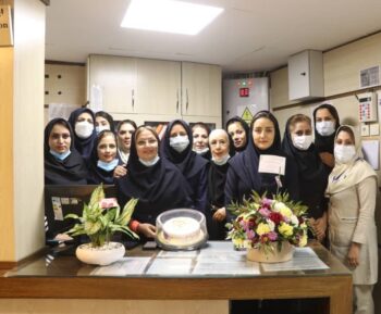 Group photo of nurses of Bint Al-Huda Hospital and Private Maternity Hospital in Mashhad